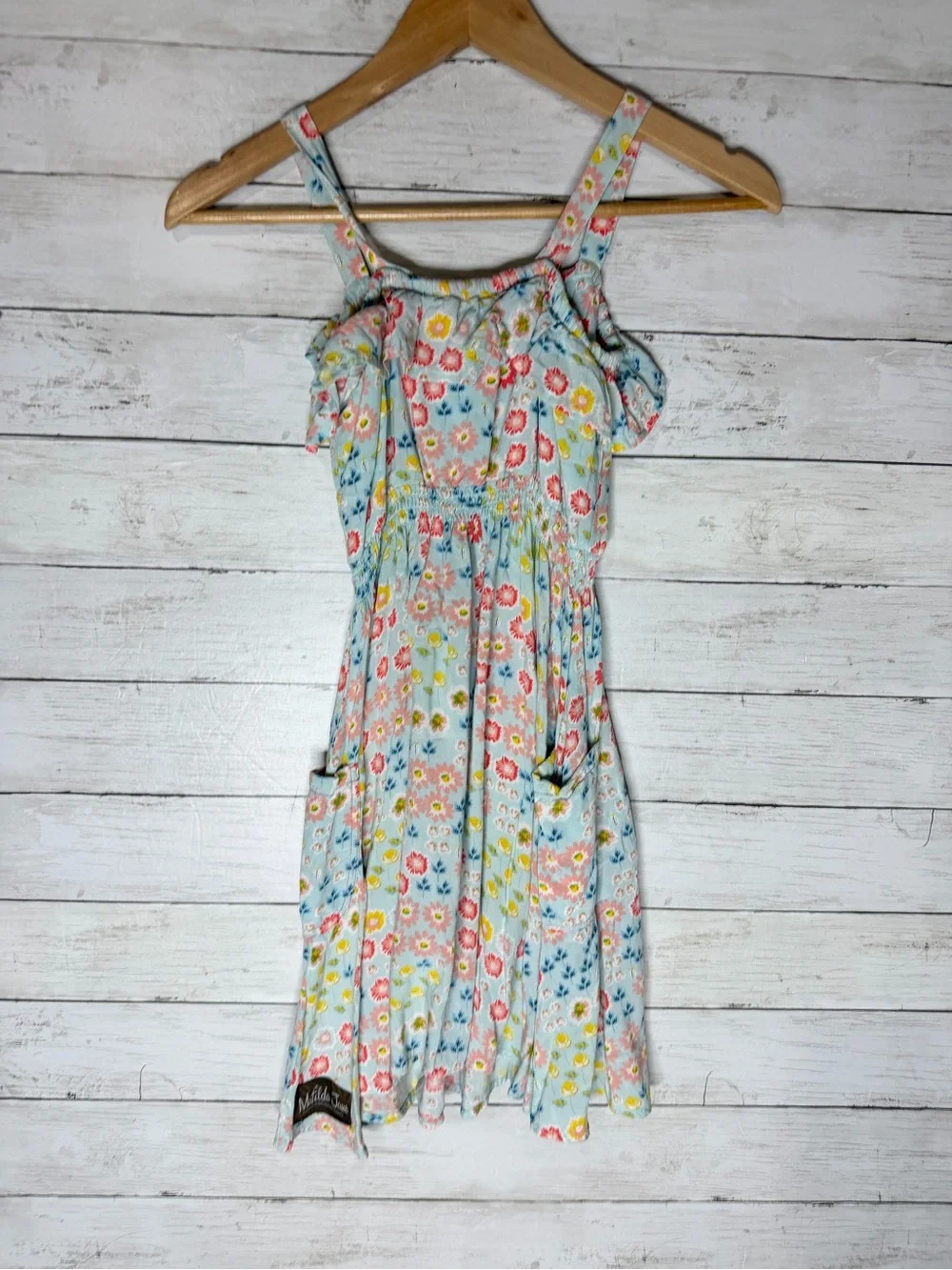 Matilda Jane Floral Print Ruffle Flounce Boho Dress Pockets Girls Size 10